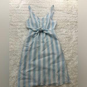 Saks Fifth Avenue linen blue and white dress XS has pockets
